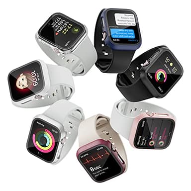 JZK 2 Pack Case with Tempered Glass Screen Protector for Apple Watch Series 9/8/7 45mm, Slim Guard Bumper Full Hard PC Protective Cover HD Ultra-Thin Cover for iWatch 45mm Accessories,Clear+Clear - Image 7