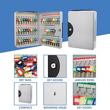 Barska Key Lock Key Cabinet Lock Box with Numbered Hooks and Tags - 50 POSITION - PORTABLE - Image 5