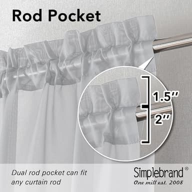 Simplebrand Light Grey Sheer Curtains 84 Inches Long, Light Filtering Rod Pocket Solid Color Window Sheer Curtain Panels, Elegant Curtains & Drapes for Living Room, Bedroom 2 Panels (42" W x 84" L) - Image 2