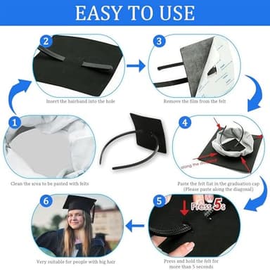Graduation Cap Headband Insert, Grad Caps Headband Insert, Adjustable, Secures Cap and Keeps Hairstyle, Upgraded Interior Design, Simple and Practical Anti-Fall Hairband for Graduation (1 Pack, M) - Image 6