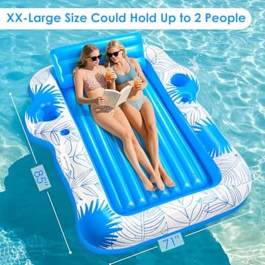 Inflatable Adult Tanning Pool Lounger Float -85" x 71" JIANYHW XX-Large Sunbathing Water Lounge Floaties, Suntan Tub Pool Floaty Raft Ice Bath Tub Tanning Bed, Blow Up Lake Pool Raft Floating Pad - Image 3