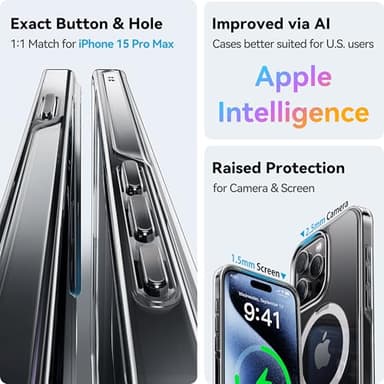 CASEKOO Genuine Official for iPhone 15 Pro Max Case Clear with Magnetic Ring Stand [Compatible with MagSafe] [16FT Military-Grade Protection] Lasting Transparent Slim Phone Grip ProMax Cover 6.7 inch - Image 6