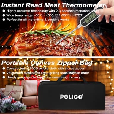 POLIGO 29 PCS BBQ Grill Accessories Stainless Steel BBQ Tools Grilling Tools Set with Storage Bag for Fathers Day Dads Birthday Presents - Camping Grill Utensils Set Ideal Grilling Gifts for Men Women - Image 7