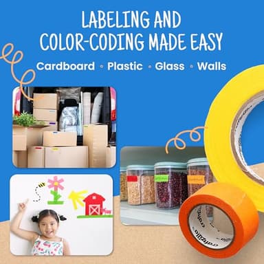 Craftzilla Colored Masking Tape - 7 Roll Multi Pack - 210 Feet x 1 Inch of Colorful Craft Tape for Arts & Crafts, Labeling and Color- Coding - Image 4