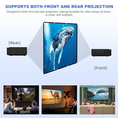 100 inch Projector Screen,DUYIKJ Foldable Washable Portable Rear Front Projector Screen 4K Indoor Outdoor 16:9 HD Projection Movies Screen for Backyard Home Theater Office - Image 3