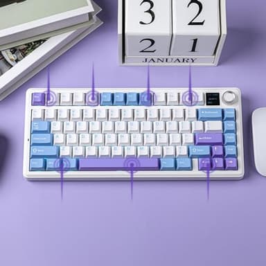 EPOMAKER X Aula F75 MAX Wireless Mechanical Keyboard with TFT Screen and Knob, Gasket Gaming Keyboard in 75% Layout, Hot Swappable, RGB Backlight, for PC/Mac/Linux (Blue&White&Purple) - Image 6