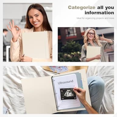 Ospelelf Vintage Hardcover 3 Ring 1 inch Leather Binder, Professional Binders Organizer Suitable for Letter Size Documents, Binder Dividers with Tabs, Beige - Image 5