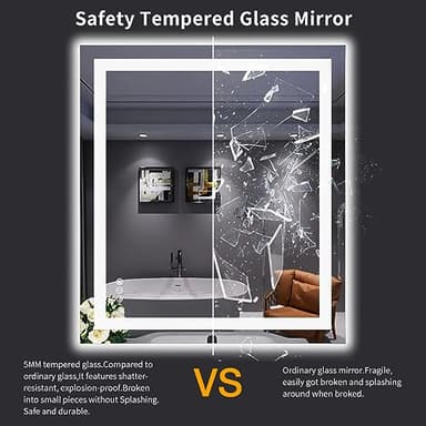 LOAAO 32"X36" LED Bathroom Mirror with Lights, Anti-Fog, Dimmable, Backlit + Front Lit, Lighted Bathroom Vanity Mirror for Wall, Memory Function, Tempered Glass, ETL Listed - Image 7