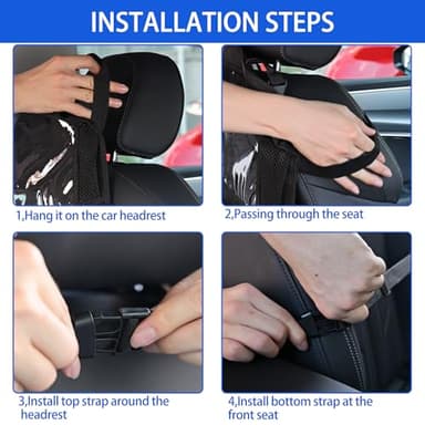 Trahefa (2 PACK) Car Kick Mats Back Seat Protector, Upgraded Car Seat Organizer with 3 Storage Pockets, Automotive Seat Back Organizers Protector From Dirt, Mud & Scratches (A) - Image 5