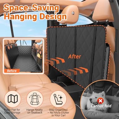 IJVAE Hard Bottom Car Seat Cover for Dogs,Waterproof Dog Seat Cover for Back Seat Extender,Scratch-Proof and Anti-Slip Car Dog Hammock for Large Dogs SUV,Black(Holds 500 Lbs) - Image 3