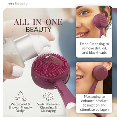 PMD Clean - Smart Facial Cleansing Device with Silicone Brush & Anti-Aging Massager - Waterproof - SonicGlow Vibration Technology - Clear Pores and Blackheads - Lift, Firm, and Tone Skin - Image 3
