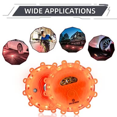 DK-WINER LED Road Flares Roadside Emergency car kit Emergency Road Flares Kit with Magnetic Base for Vehicles & Boat | 9 Flash Modes(with Batteries) (4Pack-Tool Kit) - Image 2