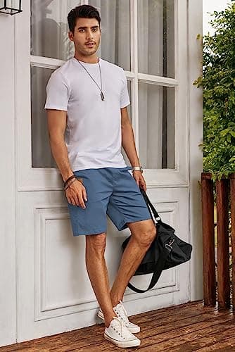 JMIERR Mens Casual Shorts - Cotton Drawstring Summer Hawaiian Beach Stretch Waist Twill Chino Dress Golf Travel Essentials Shorts with Pockets for Men 9 Inch Inseam, 3XL, S3 Blue 2 - Image 7