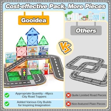 92PCS Magnetic Tiles Build Your Own Live City Toddlers Kids Toys City Road Construction Sensory Toys Preschool Learning Play with Cars Pretend Play Toy Gift for 3 4 5 6 7 Year Old Boys Girls - Image 4