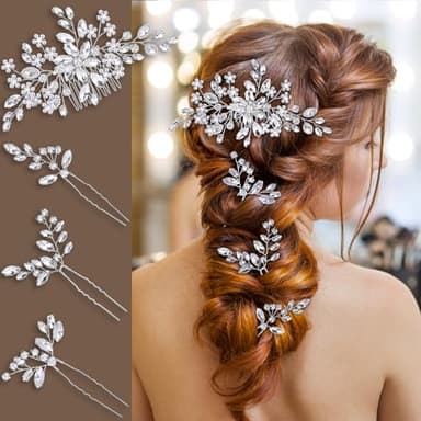 Wedding Hair Accessories: Bridal Headpiece With Hair Piece for Brides (Silver) - Image 1