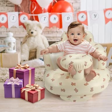 Inflatable Baby Seat for 3-36 Months, Back Support, Built-in Air Pump, Learning to Sit, Blow Up Floor Seat with Tray - Image 5