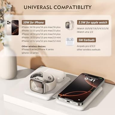Magnetic Wireless Charger for iPhone: 3 in 1 Travel Charging Station for Apple Devices for iPhone 17 Air 16 15 14 13 12 Pro Max Plus - Foldable Charging Pad for Apple Watch Series & Airpods 4 3 2 Pro - Image 2