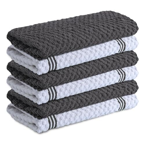 Infinitee Xclusives 100% Cotton Kitchen Towels - 15x25 Inch Ultra Soft Tea Towel, Super Absorbent Terry Dish Towels for Kitchen Linens |Grey| - Image 1
