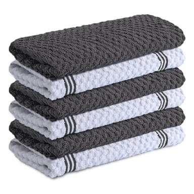 Infinitee Xclusives 100% Cotton Kitchen Towels - 15x25 Inch Ultra Soft Tea Towel, Super Absorbent Terry Dish Towels for Kitchen Linens |Grey| - Image 1