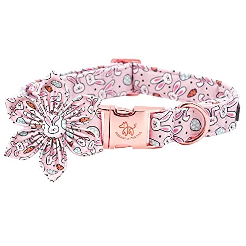 Elegant little tail Independence Dog Collar, Blue with Red Flower Dog Collars Holiday Dog Collar with Flower Pet Gift Adjustable Puppy Collar for Medium Dogs - Image 1