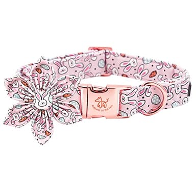 Elegant little tail Independence Dog Collar, Blue with Red Flower Dog Collars Holiday Dog Collar with Flower Pet Gift Adjustable Puppy Collar for Medium Dogs - Image 1