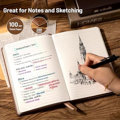 CAGIE Compass Leather Notebook Journal for Men, 100 GSM 288 Pages Lined Journals for Writing, A5 Hardcover Journaling Notebooks Gift Set with Pen for Travel Office Daily Writing - Image 3