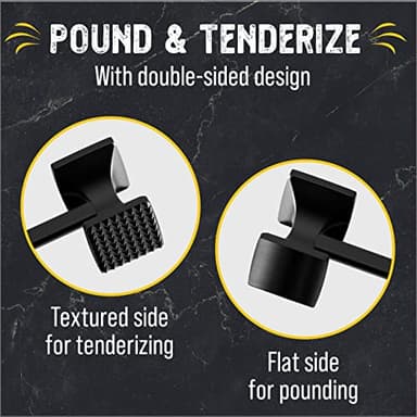 ﻿Checkered Chef Meat Tenderizer Tool - Dishwasher Safe Metal Kitchen Mallet for Tenderizing Chicken, Beef, Pork & Nuts with Non-Slip Grip - Image 2