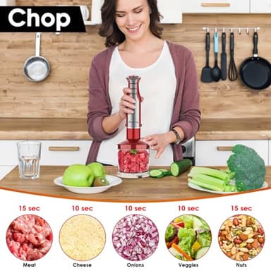 Immersion Blender Handheld for Kitchen,Emulsion Blender Handheld,6 Speed Electric Hand Mixer with BPA Free Attachments:Chopper Bowl,Whisk,Milk Frother,Measuring Cup - Image 5
