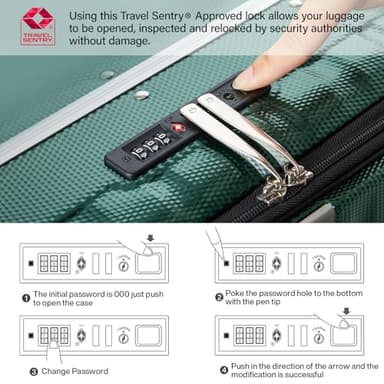 Hanke 24 Inch Checked Luggage Front Opening Rolling Suitcase Hard Sided Luggage with Spinner Wheels Travel Luggagefor Woman Men.(Dark Green) - Image 7