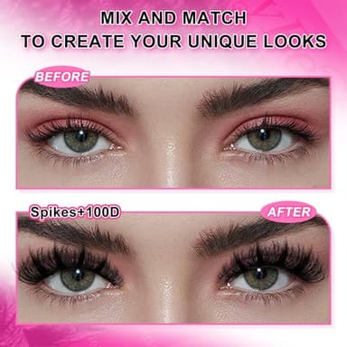 Manga Lash Clusters Kit 100D Eyelash Clusters with DIY Spikes 13-19MM Spiky Volume Cluster Eyelash Extensions Wispy Individual Lash Extensions Kit Anime Lashes Cluster Bond & Seal Tweezer by MilyBest - Image 5