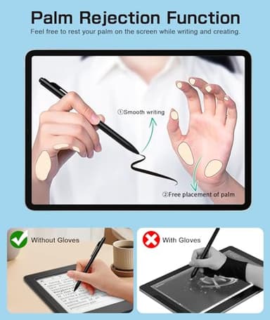 Ciscle EMR Stylus Compatible with Remarkable 2, Replacement Digital Pen with Eraser, 4096 Pressure Levels, Palm Rejection, Tilt Support-5 Pen Tips (Black) - Image 4