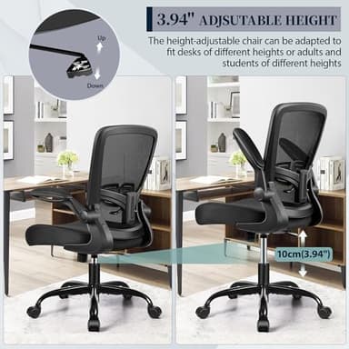 FelixKing Office Chair, Ergonomic Desk Chair with Adjustable Height and Lumbar Support Swivel Lumbar Support Desk Computer Chair with Flip up Armrests for Conference Room (Black) - Image 7