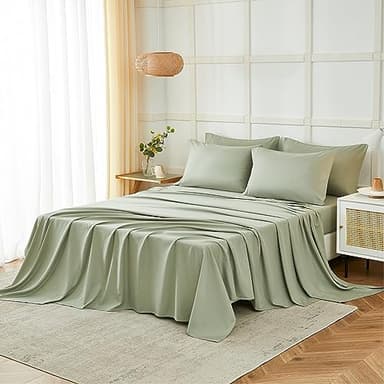 ILAVANDE Queen Sheets Set 6 Piece,Hotel Luxury Super Soft 1800 Series Microfiber Queen Bed Sheets Set-Wrinkle Free & Breathable-14 Deep Pocket Sheets for Queen Size Bed(Queen,Sage Green) - Image 6