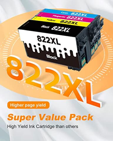 822XL Ink Cartridges Remanufactured Replacement for Epson 822XL Ink Cartridges for Epson 822 822 XL T822 for Epson WF-3820 Printer Workforce Pro WF-4820 WF-4830 WF-4833 WF-3823 Printer（5 Pack, 822XL） - Image 5