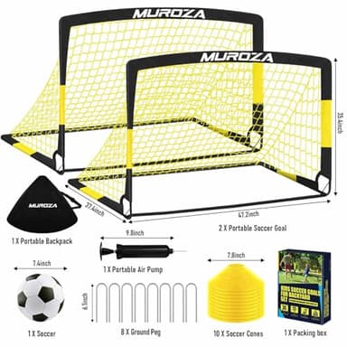 Soccer Goal, Kids Soccer Goals for Backyard Set, 2 Pack of 4x3 ft Portable Pop Up Soccer Net with Soccer Ball, Cones, Complete Training Equipment for Youth, Toddler Outdoor Sports Games - Image 2