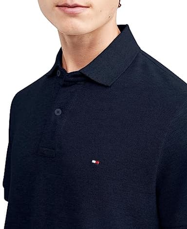 Tommy Hilfiger Men's Polo Shirt Classic Fit, Navy, Large - Image 3