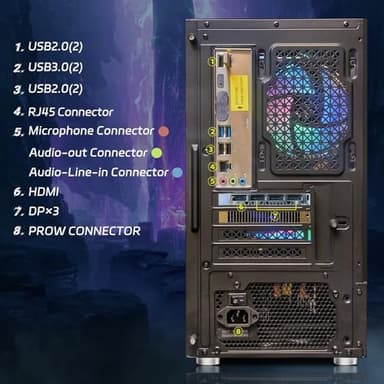STGAubron Gaming PC Computer Desktop, Intel Core i5 up to 3.6G, Radeon RX 590 8G, 16G RAM, 1T SSD, 600M WiFi, BT 5.0, RGB Fan x 3, Windows 11 Home - Image 6