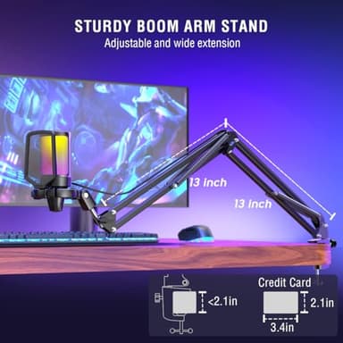FIFINE Gaming PC USB Microphone, Podcast Condenser Mic with Boom Arm, Pop Filter, Mute Button for Streaming, Twitch, Online Chat, RGB Computer Mic for PS4/5 PC Gamer Youtuber-AmpliGame A6T - Image 8