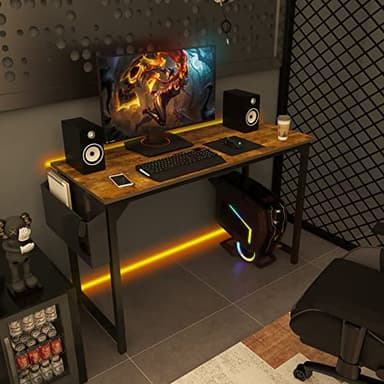 Computer Desk Small Office Desk 40 Inch Writing Desks Small Space Desk Study Table Modern Simple Style Work Table with Storage Bag Headphone Hook Wooden Tabletop Metal Frame for Home, Bedroom - Image 9