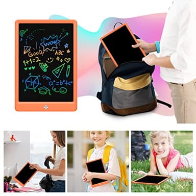 BUKEBU LCD Writing Tablet Doodle Board, Colorful Drawing Pad, Electronic Drawing Tablet, Drawing Pads,Travel Gifts for Kids Ages 3 4 5 6 7 8 Year Old Girls Boys (10.5 inch, Orange) - Image 5