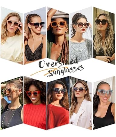 SOJOS Vintage Oversized Square Sunglasses for Women,Retro Womens Luxury Big Large Sun Glasses UV400 SJ2194C1 Black - Image 2