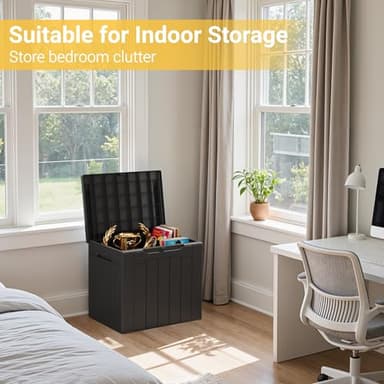 Greesum 31 Gallon Resin Deck Box Large Outdoor Storage for Patio Furniture, Garden Tools, Pool Supplies, Weatherproof and UV Resistant, Lockable, Dark Black - Image 4