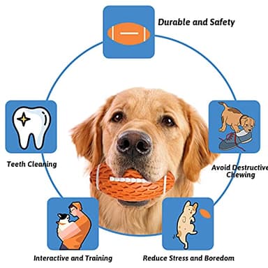 Dog Toys Ball Pet Squeaky Toys Rubber Floating Football, Interactive and Trainning Durable Chew Toys for Fetching Games for Agressive Chewer(Orange) - Image 2