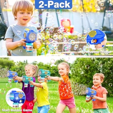 Zerhunt Automatic Bubble Gun Bubble Toys: 2-Pack Bubble Blaster Guns with Rich Bubbles for Outdoor Wedding Party Fun - Great Summer Toy for Toddlers Kids 4-8 - Ideal Gift for Birthday & Easter - Image 5