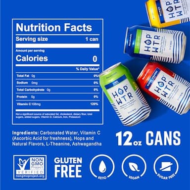 HOP WTR - Sparkling Hop Water - Variety Pack (12 Pack) - NA Beer, No Calories or Sugar, Low Carb, With Adaptogens and Nootropics for Added Benefits (12 oz Cans) - Image 2