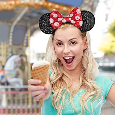 FANYITY Mouse Costume Ears,2 Pcs Mouse Ears Headbands for Girls & Women Party,Size Free (HEBD+ZE) - Image 5