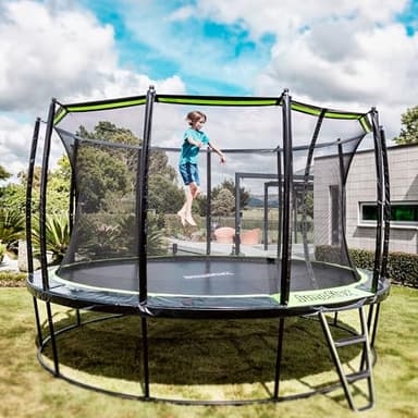 JumpFlex Trampoline with Basketball Hoop - Hero 12FT 14FT 15FT Round Outdoor Backyard Trampoline ASTM Approved with Net Safety Enclosure & Ladder Playset with Fast Assembly - Image 4