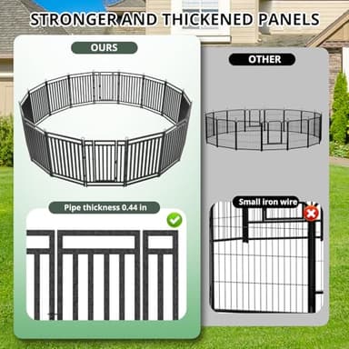 Petorldog Dog Fence Outdoor Indoor, 40" Inch Height 16 Panels Dog Playpen for Large/Medium/Small Dogs Metal Dog Pen for Yard Camping and RV | Black-Silver - Image 2