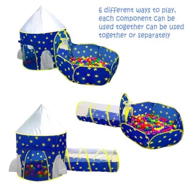 PigPigPen 3pc Kids Play Tent for Boys with Ball Pit, Crawl Tunnel, Princess Tents for Toddlers, Baby Space World Playhouse Toys, Boys Indoor& Outdoor Play House, Perfect Kid’s Gifts - Image 6