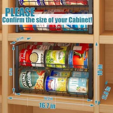 JKsmart 2-Tier Stackable Rack Organizer for Pantry, Adjustable Dispenser Holds Up to 90 Cans, Storage Holder for Various Ounces of Canned Drinks, Black, 3 Pack - Image 3